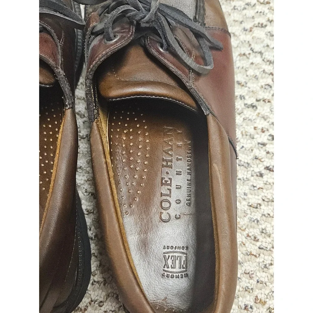Cole‎ Haan Country Mens Brown Leather Boat Shoes Handsewn Moc Toe Loafers Flex